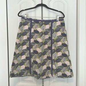 Boden Purple Green Pink Leaf Lined Skirt - size 10R, excellent used condition